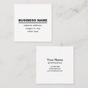 Bold Modern Business Name Template B&W Square Business Card