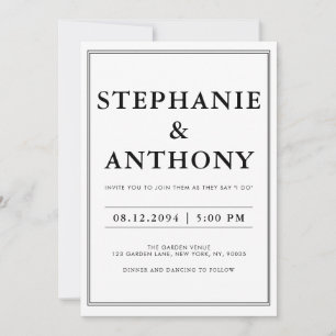 Bold Modern BW  ‘We Do’ Wedding    Clean Layout  Invitation