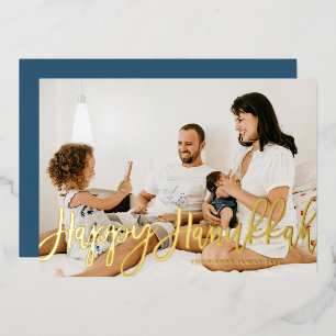 Bold Modern Calligraphy Happy Hanukkah Photo 