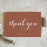 Bold Modern Calligraphy Terracotta Thank You Card<br><div class="desc">Send thanks with this customisable thank you card. It features modern calligraphy and simple typography on a terracotta background. Personalise by adding your name or other details. This calligraphy thank you card is perfect for businesses,  weddings,  bridal showers,  baby showers,  graduations,  and so much more.</div>