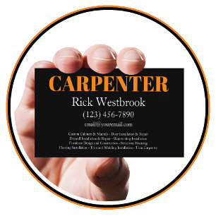 Bold Modern Carpenter Business Cards Design