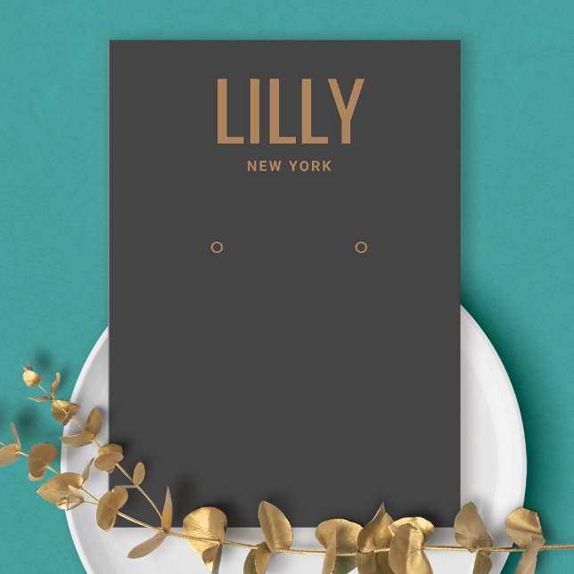 Bold Modern Charcoal Black  Earring Display Card (Creator Uploaded)