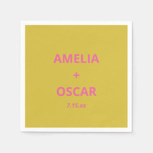 Bold Modern Chartreuse Pink Yellow Wedding Custom Napkin