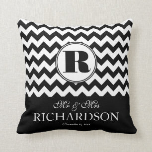 Bold Modern Chevron Mr and Mrs Personalised Cushion