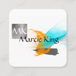 bold modern chic abstract art paint design square business card