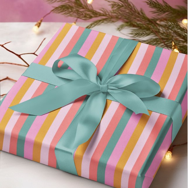 Bold Modern Christmas Bright Stripe Wrapping Paper (Creator Uploaded)