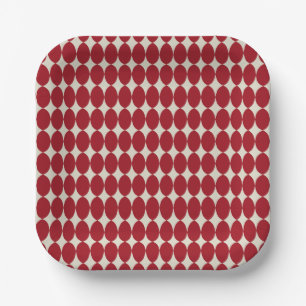Bold Modern Christmas Red Baubles Festive Chic  Paper Plate