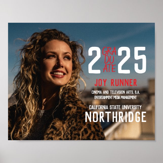 Bold Modern Class of 2025 Photo Graduation Poster (Front)