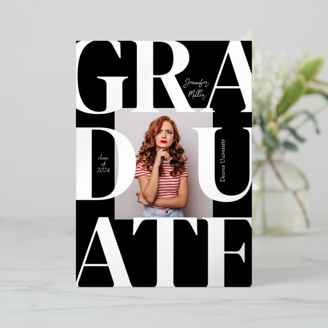 Bold Modern Classic Photo Graduation Invitation (Standing Front)