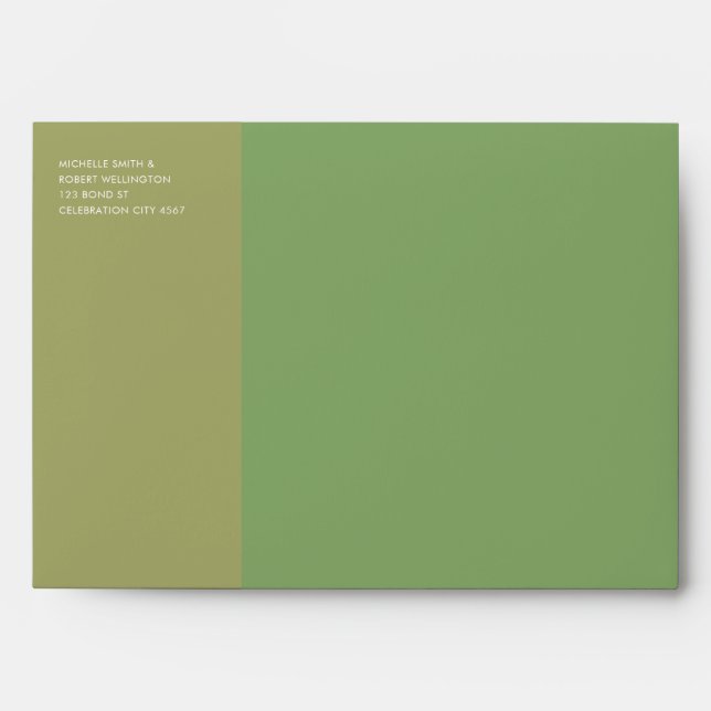 Bold Modern Colour Block Sage Green Wedding Envelope (Front)