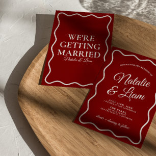 Bold Modern Colourful Whimsical Retro Funky Weddin Invitation