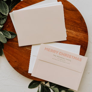 Bold Modern Coral Merry Christmas Envelope