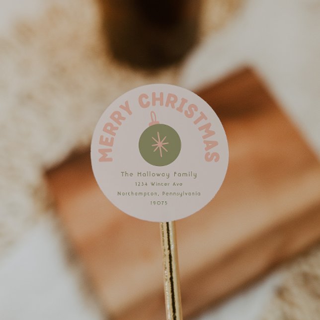 Bold Modern Coral Merry Christmas Envelope Seals (Creator Uploaded)