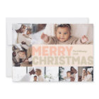 Bold Modern Coral Merry Christmas Six-Photo