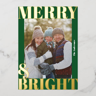 Bold Modern Dark Green Merry & Bright Photo
