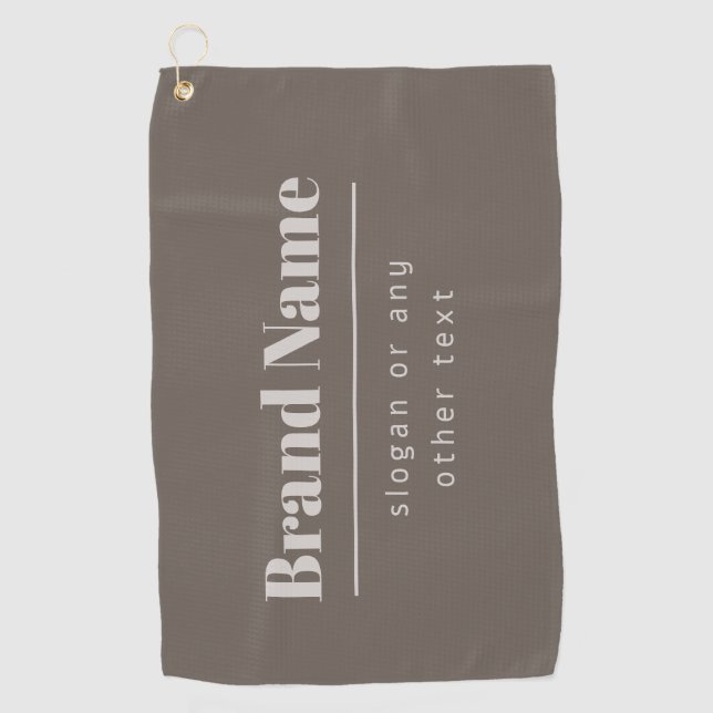 Bold Modern Dark & Light Beige Brand or Business Golf Towel (Front)