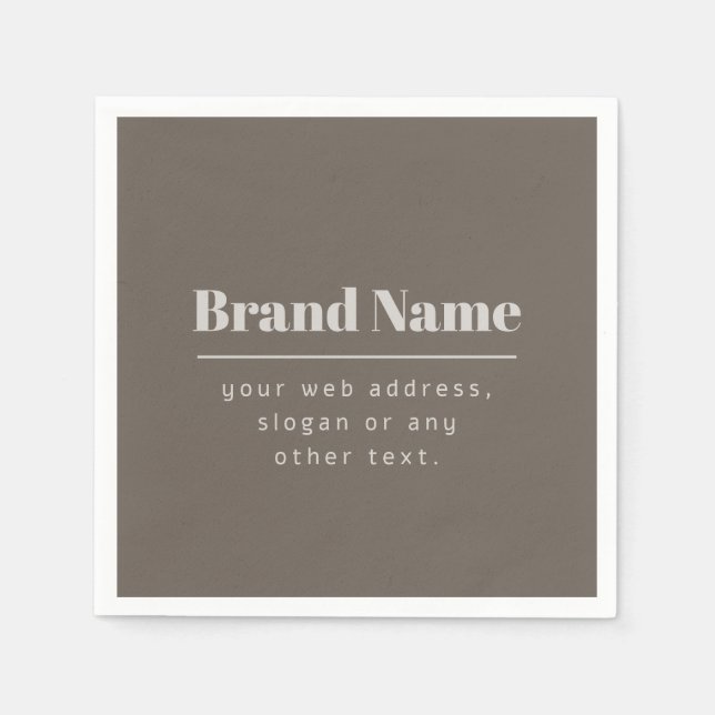 Bold Modern Dark & Light Beige Brand or Business Napkin (Front)