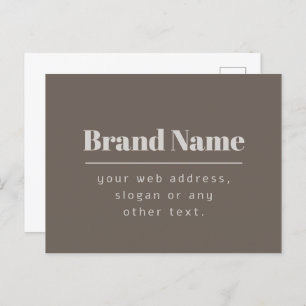 Bold Modern Dark & Light Beige Brand or Business Postcard