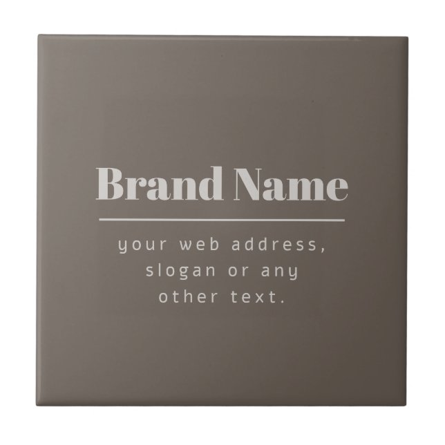 Bold Modern Dark & Light Beige Brand or Business Tile (Front)