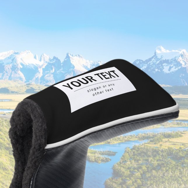 Bold Modern Editable Text | Black & White Golf Head Cover (Creator Uploaded)