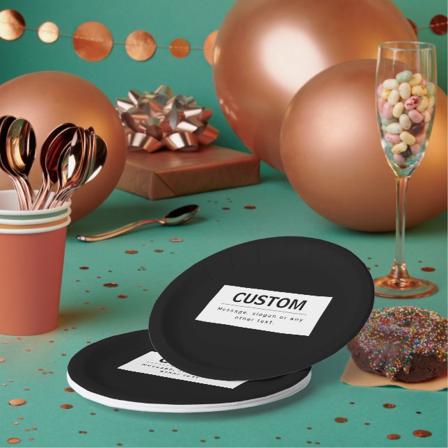 Bold Modern Editable Text | Black & White Paper Plate (Multi)