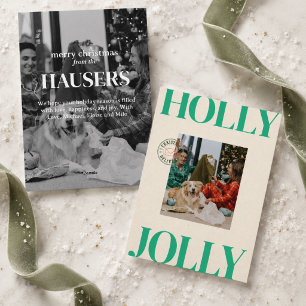 Bold Modern Family Photo Cute Stamp Holiday Card
