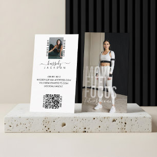 Bold Modern Fitness Coach Personal Trainer Photos Business Card