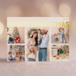 Bold Modern Five Photo Merry Christmas Gold Foil Holiday Postcard<br><div class="desc">Send warm wishes this holiday season with this unique and cute, bold modern five photo Merry Christmas gold foil holiday postcard. Its simple and minimalist design features boho-inspired elements in gold foil. Celebrating the festive spirit of December, this design brings a cheerful and fun touch to any occasion. The gold...</div>