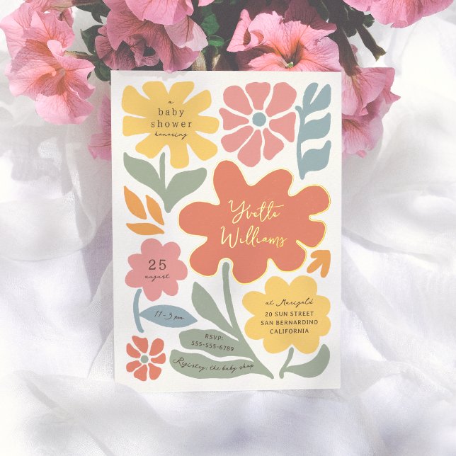 Bold Modern Flowers Unique Illustrated Baby Shower (Creator Uploaded)
