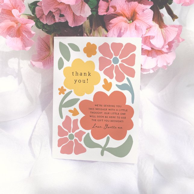 Bold Modern Flowers Unique Illustrated Baby Shower Thank You Card (Creator Uploaded)