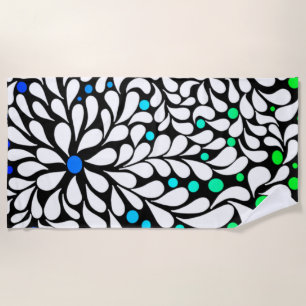 Bold modern flowers with blue teal ombre beach towel