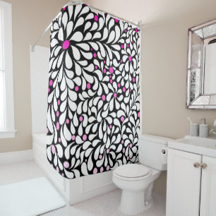 Bold modern flowers with pink ombre shower curtain