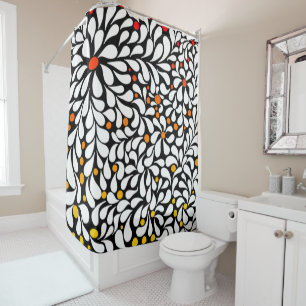 Bold modern flowers with warm ombre canvas print shower curtain