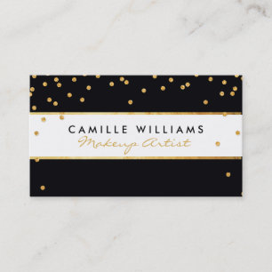 BOLD modern gold glitter confetti pattern black Business Card