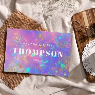 Bold Modern Gold Opal Monogram Pink Wedding Guest Book