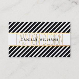 BOLD modern gold strip striped pattern black white Business Card