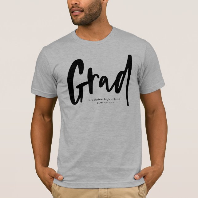Bold modern grad black personalised graduate T-Shirt (Front)