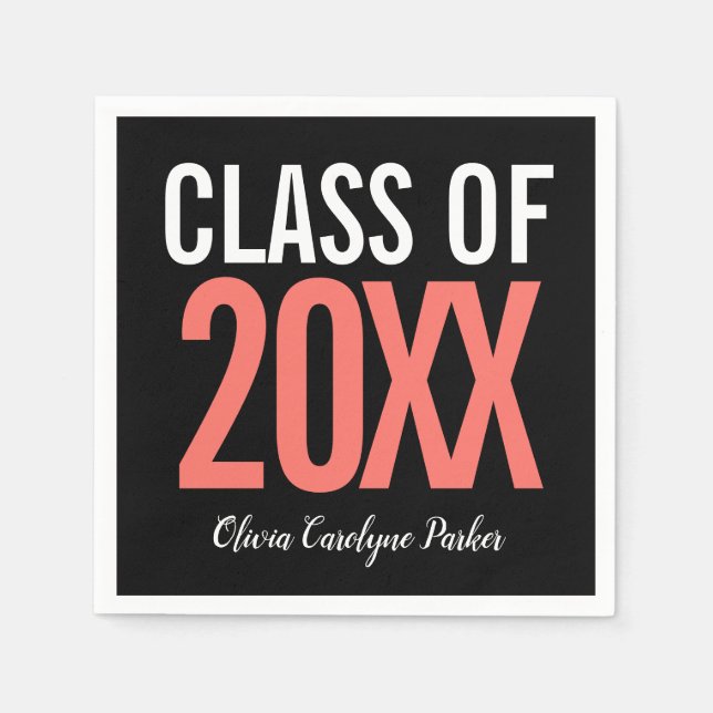 Bold  Modern Graduation ANY YEAR Napkin (Front)