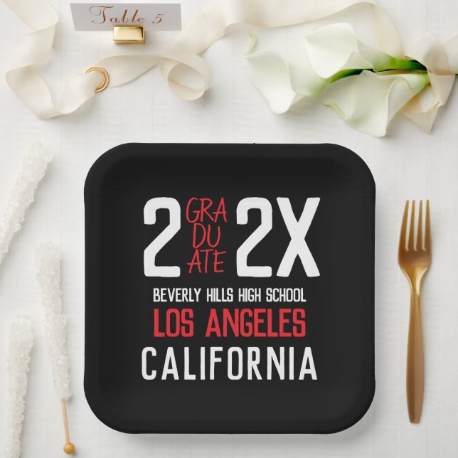 Bold Modern Graduation Paper Plate (Wedding)