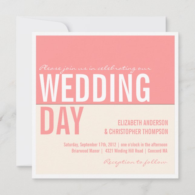 Bold Modern Graphic Block Wedding Invitation (Front)