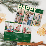 Bold Modern Green Eight-Photo Happy Gold<br><div class="desc">Send warm wishes this holiday season with this unique and cute, bold modern green eight-photo happy gold foil holiday card. Its simple and minimalist design features boho-inspired elements in gold foil. Celebrating the festive spirit of December, this design brings a cheerful and fun touch to any occasion. The gold seasonal...</div>