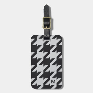 Bold modern grey black houndstooth with monogram luggage tag