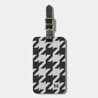 Bold modern grey black houndstooth with monogram luggage tag