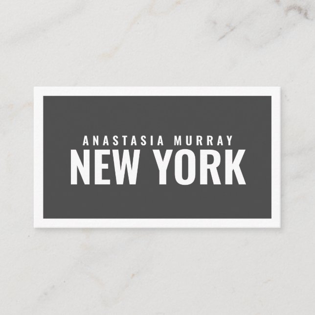 Bold Modern Grey White Minimalist Luxury Boutique Business Card (Front)