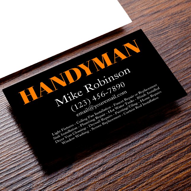 Bold Modern Handyman Services Business Card (Creator Uploaded)