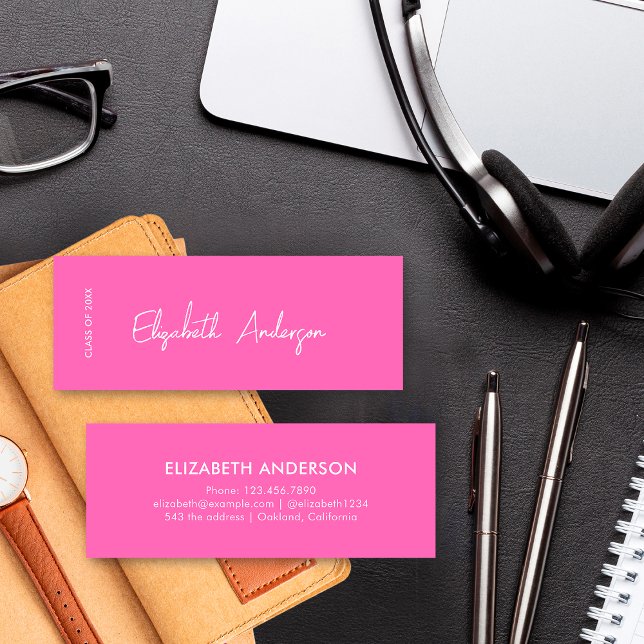 Bold Modern Hot Pink Graduate Student Graduation Calling Card (Creator Uploaded)