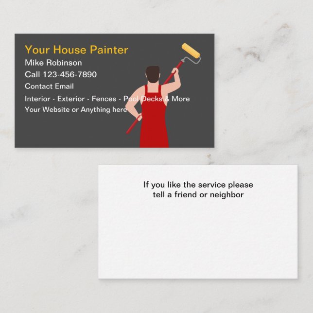 Bold Modern House Painter Business Cards (Front/Back)