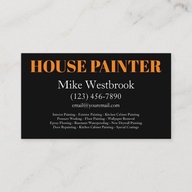 Bold Modern House Painter Business Cards (Front)
