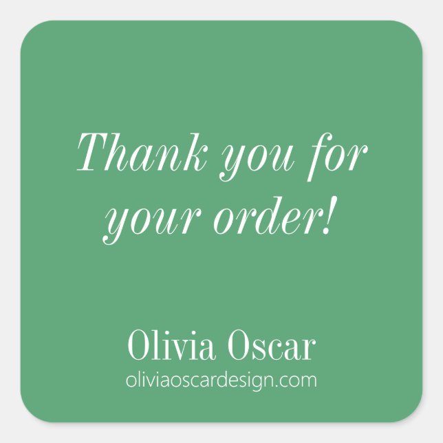 Bold Modern Kelly Green Simple Business Thank You Square Sticker (Front)