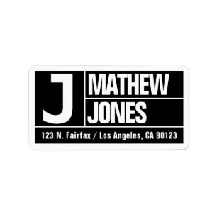 Bold & Modern Large Font   Black & White Return Label